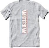 Amsterdam T-Shirt | Souvenirs Holland Kleding | Dames / Heren / Unisex Koningsdag shirt | Grappig Nederland Fiets Land Cadeau | - Licht Grijs - Gemaleerd - M
