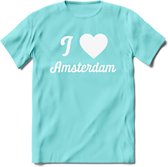 I Love Amsterdam T-Shirt | Souvenirs Holland Kleding | Dames / Heren / Unisex Koningsdag shirt | Grappig Nederland Fiets Land Cadeau | - Licht Blauw - L