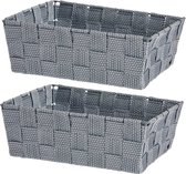Set de 4x paniers de rangement placard/salle de bain gris argent 24 x 20 x 8 cm - Paniers placard/séparateurs de tiroirs - Tissu tissé avec cadre