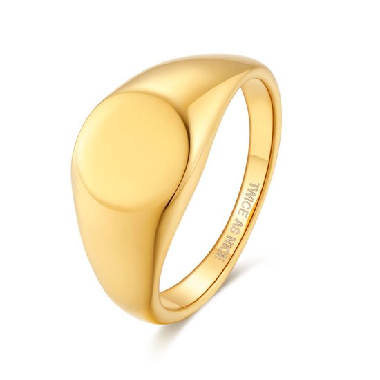 Twice As Nice Ring in goudkleurig edelstaal, zegelring 54