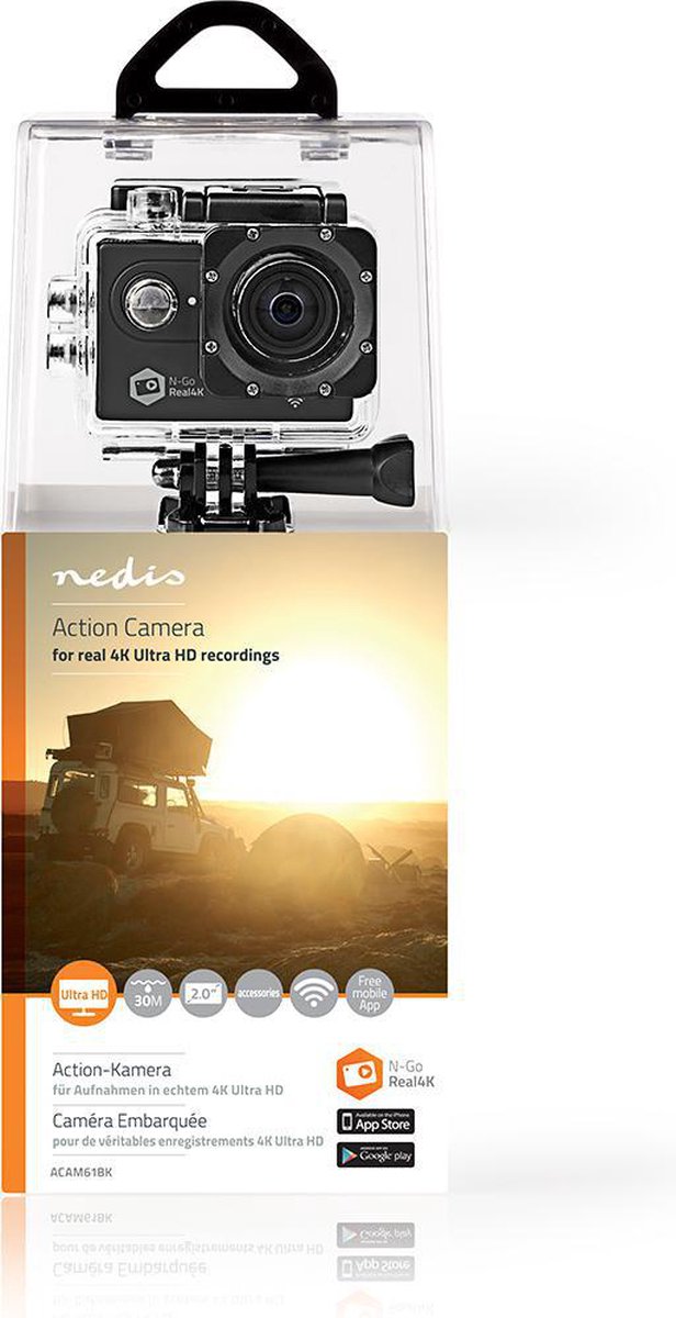 Nedis Action Cam - 4K@60fps - 16 MPixel - Waterbestendig tot: 30.0 m - 90  min - Wi-Fi... | bol.com