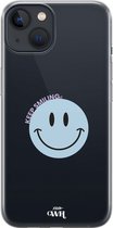 xoxo Wildhearts case voor iPhone 13 - Smiley Blue - xoxo Wildhearts Transparant Case
