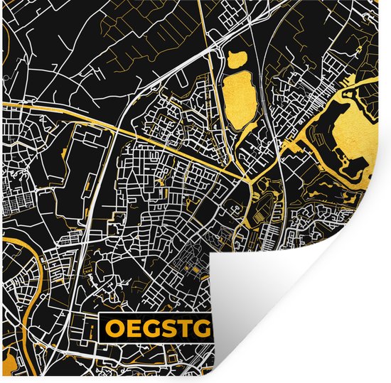 Stickers Stickers muraux - Oegstgeest - Carte - Carte - Or - Plan de la ville - 120x120 cm - Feuille adhésive XXL