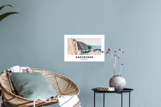 Muurstickers - Sticker Folie - Griekenland - Eiland - Bergen - 30x20 cm - Plakfolie - Muurstickers Kinderkamer - Zelfklevend Behang - Zelfklevend behangpapier - Stickerfolie