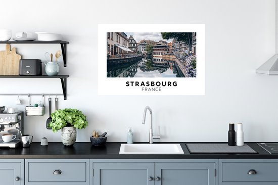 Muurstickers - Sticker Folie - Frankrijk - Architectuur - Water - 90x60 cm - Plakfolie - Muurstickers Kinderkamer - Zelfklevend Behang - Zelfklevend behangpapier - Stickerfolie