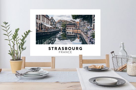 Muurstickers - Sticker Folie - Frankrijk - Architectuur - Water - 90x60 cm - Plakfolie - Muurstickers Kinderkamer - Zelfklevend Behang - Zelfklevend behangpapier - Stickerfolie