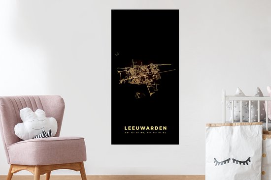 Stickers muraux - Leeuwarden - Carte - Plan de la ville - Plan d'étage - 60x120 cm - Feuille adhésive