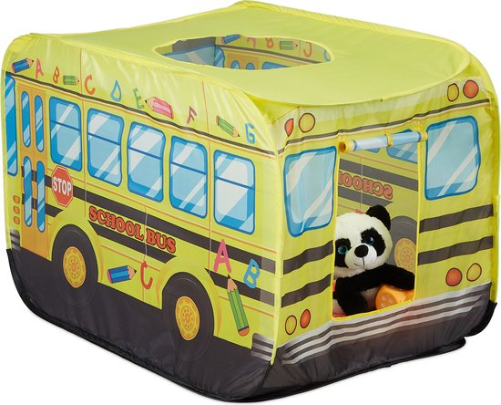 Relaxdays tente de jeu pop-up bus scolaire - jardin de tente pour enfants -  tente de