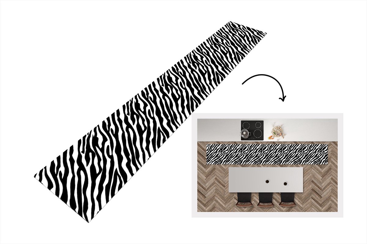 KitchenYeah Keukenloper - Loper keuken - Dieren - Zebra - Design - 300x50 cm - Keukenloper vinyl Multicolor