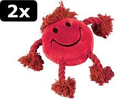 2x HAPPY FACES PLUCHE SMILEY ROOD 29CM