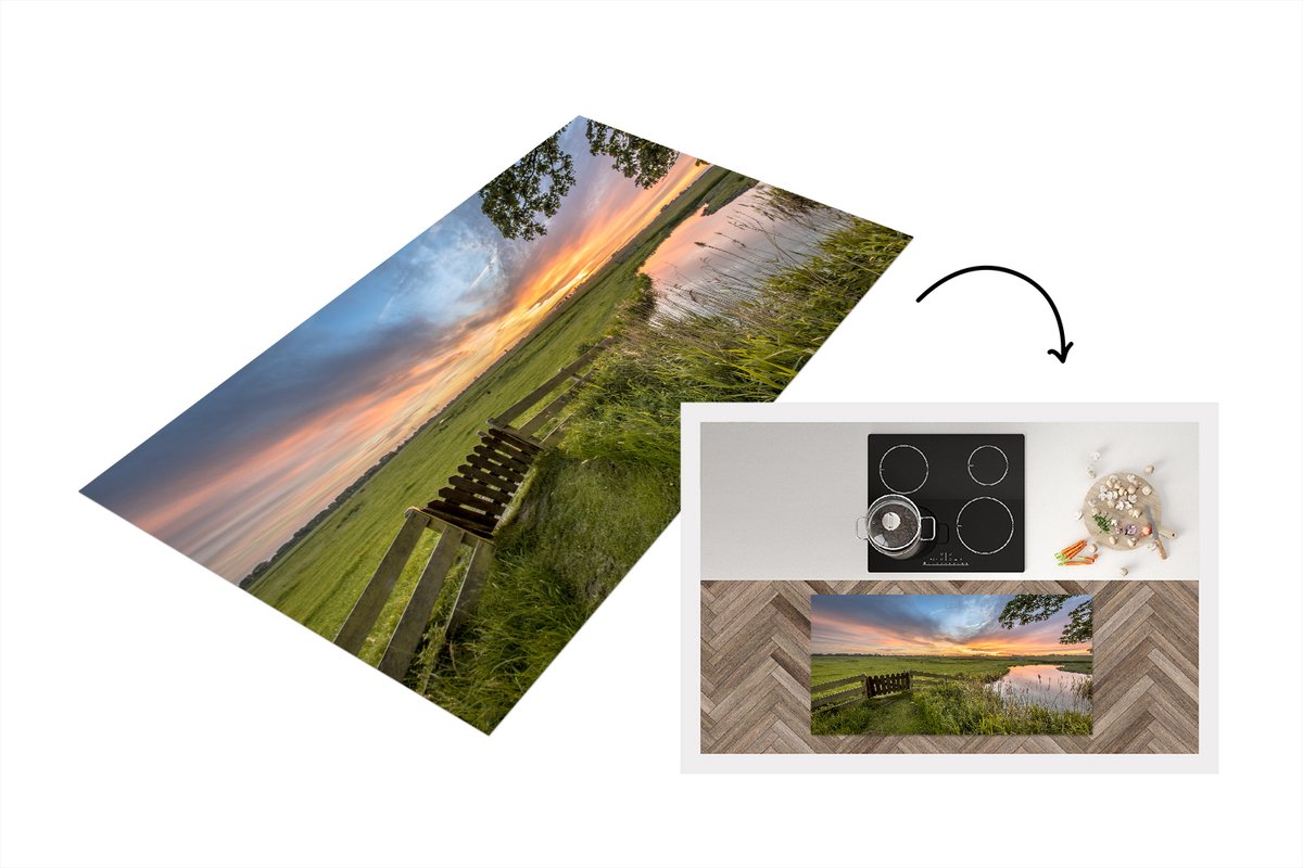 KitchenYeah Keukenloper - Loper keuken - Friesland - Hek - Landschap - Keukenloper vinyl multicolor, foto 2