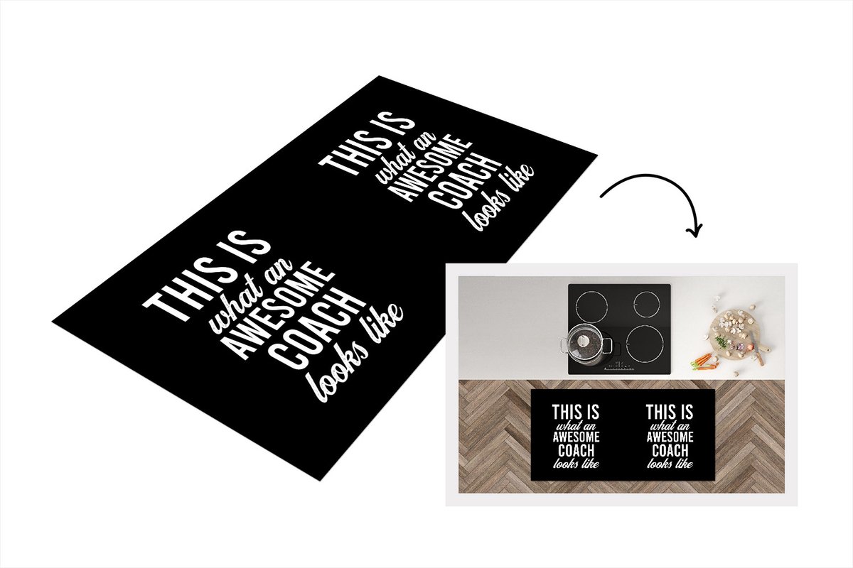 KitchenYeah Keukenloper - Loper keuken - Awesome - Coach - Quotes - 120x60 cm - Keukenloper vinyl Multicolor