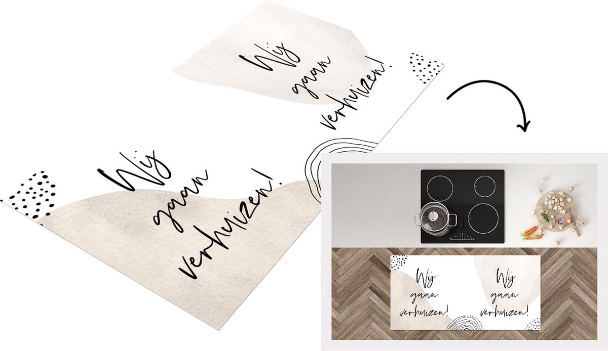KitchenYeah Keukenloper - Loper keuken - Quotes - Verhuizen - Nieuw huis - 120x60 cm - Keukenloper vinyl Multicolor