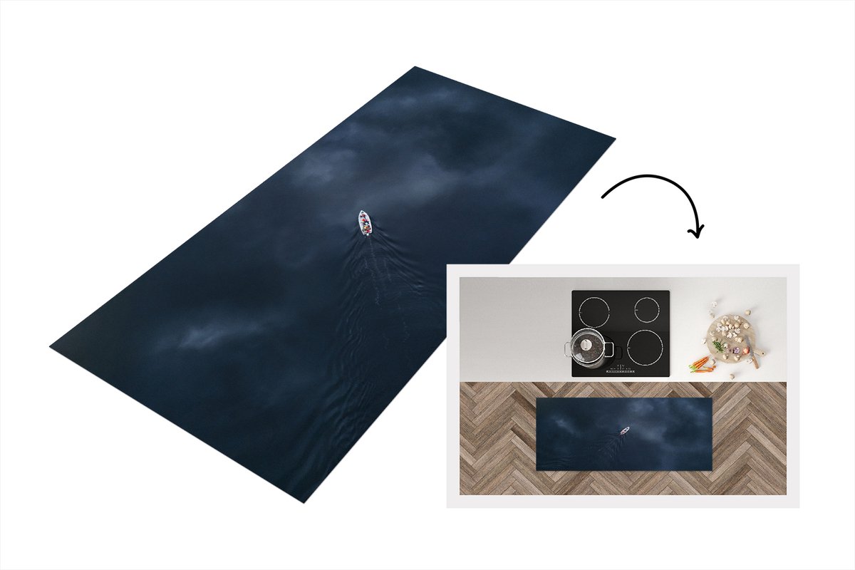 KitchenYeah Keukenloper - Loper keuken - Boot - Zee - Water - 120x50 cm - Keukenloper vinyl Multicolor