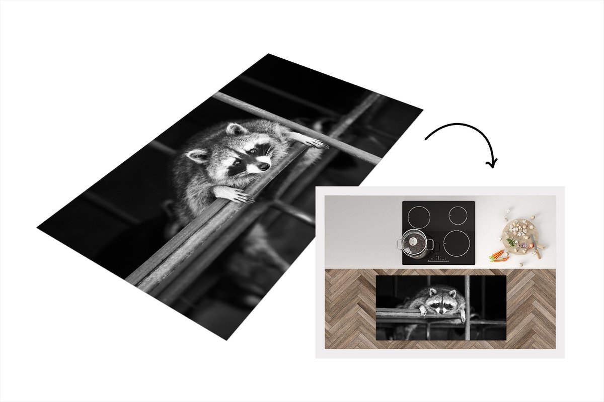 KitchenYeah Keukenloper - Loper keuken - Wasbeer rust uit - 120x60 cm - Keukenloper vinyl Multicolor