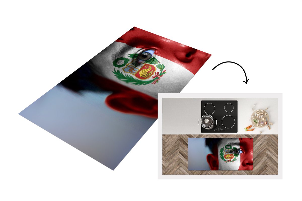 KitchenYeah Keukenloper - Loper keuken - Vlag van Peru - 120x60 cm - Keukenloper vinyl Multicolor