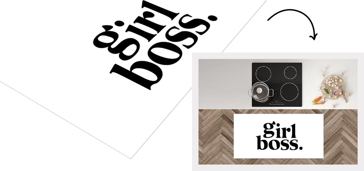 KitchenYeah Keukenloper - Loper keuken - Quotes - Girl boss - Spreuken - 120x60 cm - Keukenloper vinyl Multicolor