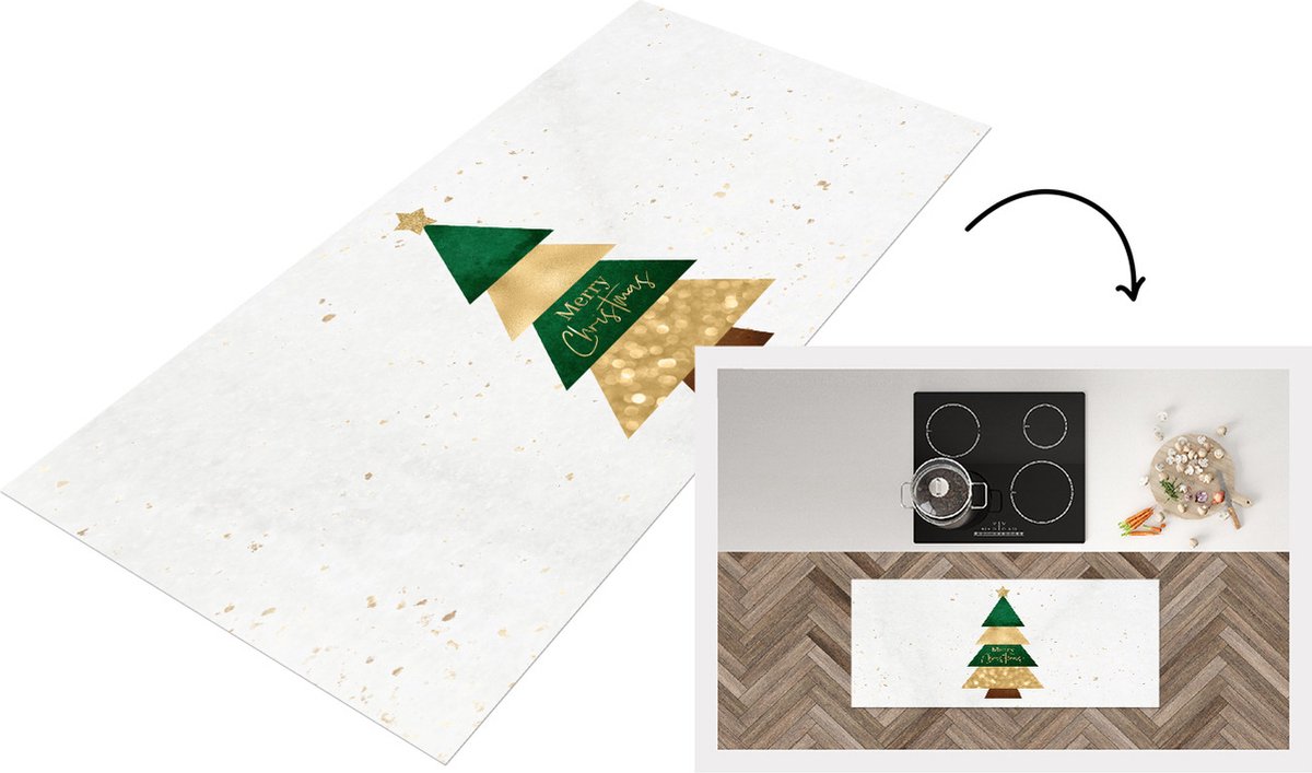KitchenYeah Keukenloper - Loper keuken - Kerst - Kerstboom - Spreuken - Quotes - Merry Christmas - 120x50 cm - Keukenloper vinyl Multicolor