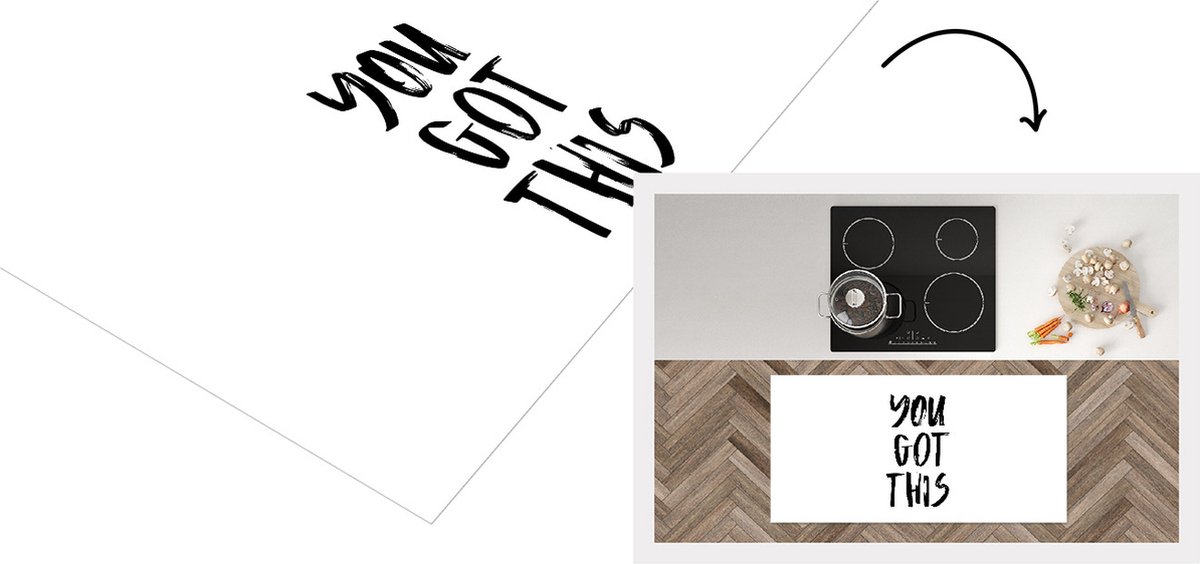KitchenYeah Keukenloper - Loper keuken - Quotes - You got this - Spreuken - 120x60 cm - Keukenloper vinyl Multicolor