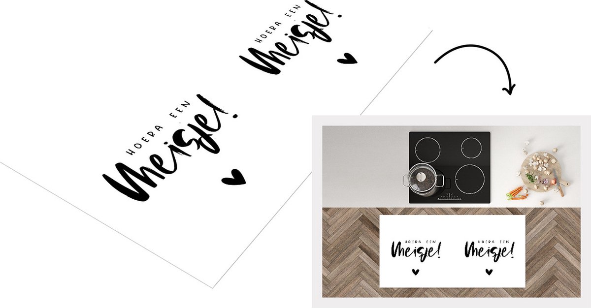 KitchenYeah Keukenloper - Loper keuken - Baby - Meisje - Geboorte - Hoera een meisje - Onthulling geslacht - Geboorte - Keukenloper vinyl multicolor, foto 2