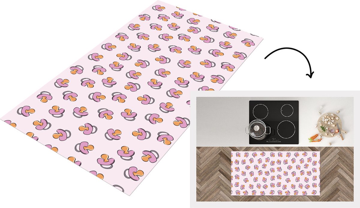 KitchenYeah Keukenloper - Loper keuken - Speen - Patronen - Roze - Keukenloper vinyl, foto 3