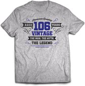 106 Jaar Legend - Feest kado T-Shirt Heren / Dames - Antraciet Grijs / Donker Blauw - Perfect Verjaardag Cadeau Shirt - grappige Spreuken, Zinnen en Teksten. Maat L