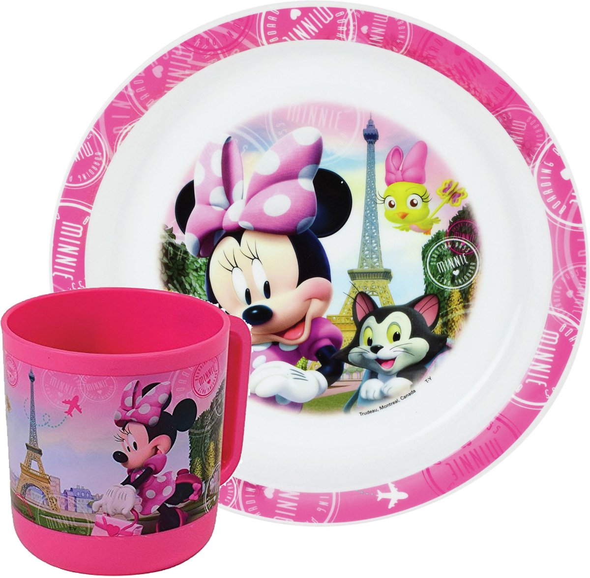 2x Kinder ontbijt set Disney Minnie Mouse 2-delig van kunststof