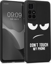 kwmobile telefoonhoesje compatibel met Xiaomi Redmi Note 11S 5G / Poco M4 Pro 5G - Hoesje voor smartphone in wit / zwart - Backcover van TPU - Don't Touch My Phone design