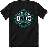 1929 The One And Only | Feest Kado T-Shirt Heren - Dames | Cobalt - Wit | Perfect Verjaardag Cadeau Shirt | Grappige Spreuken - Zinnen - Teksten | Maat S