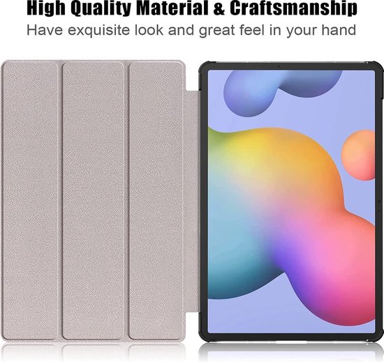 Samsung Tab S8 Plus Cover Book Case Smart Cover Zwart - Samsung Galaxy Tab S8 Plus Cover - Samsung Tab S7 FE Cover Bookcase - Tab S7 Plus Cover Trifold Cover - Tablet Cover 12,4"
