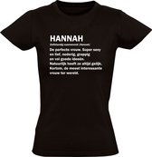 Hannah grappig Dames t-shirt | verjaardag | cadeau | kado | shirt | Zwart
