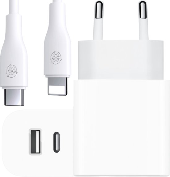 militie Coördineren wereld Snellader USB-C & USB-A met USB-C to Apple Lightning Kabel - Oplaadstekker  + iPhone... | bol.com
