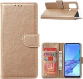 LuxeBass Hoesje geschikt voor Oppo A53 / A53s - Bookcase Goud - portemonnee hoesje - telefoonhoes - gsm hoes - telefoonhoesjes