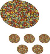 Onderzetters voor glazen - Rond - Patroon - Jaren 70 - Retro - Bubbel - 10x10 cm - Glasonderzetters - 6 stuks
