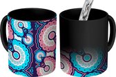 Magische Mok - Foto op Warmte Mokken - Koffiemok - Design - Bloemen - Roze - Blauw - Magic Mok - Beker - 350 ML - Theemok