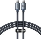 Baseus Crystal Shine USB C naar USB C kabel zwart 1.2 meter - 100W - Ook geschikt voor laptops, Apple Macbook (Pro&Air), Samsung Galaxy & Note