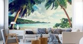 Fotobehang Palmbomen Op De Seychellen - Vliesbehang - 416 x 254 cm