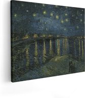 Artaza Canvas Schilderij Sterrennacht boven de Rhône - Vincent van Gogh - 50x40 - Poster Foto op Canvas - Canvas Print