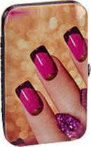 manicureset 8 x 12,5 cm staal bruin/roze 8-delig