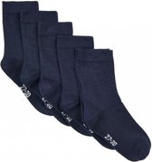 sokken junior katoen blauw 5 paar maat 27-30