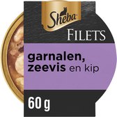 Sheba Filets - Katten Natvoer saus - Garnaal, oceaanvis, kip - 16x60g