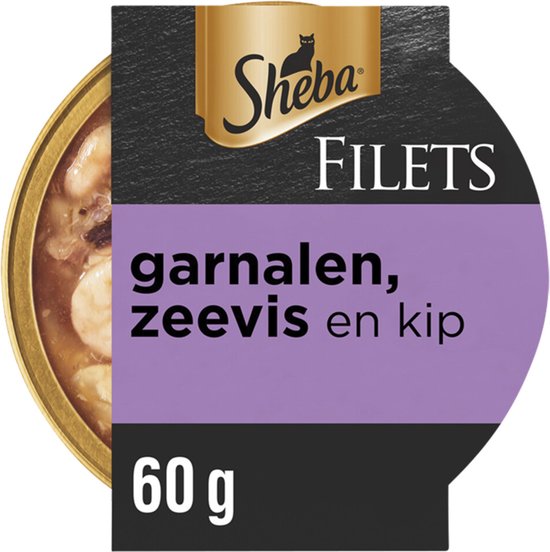 Sheba Filets - Katten Natvoer saus - Garnaal, oceaanvis, kip - 16x60g