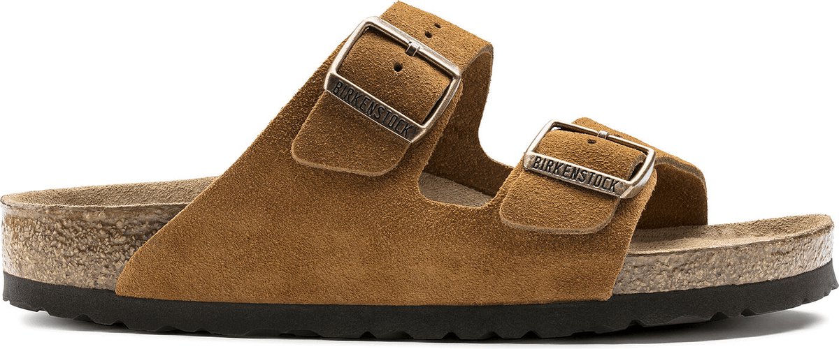 Birkenstock Arizona suède zacht voetbed regular sandalen uni 1009526 Bruin