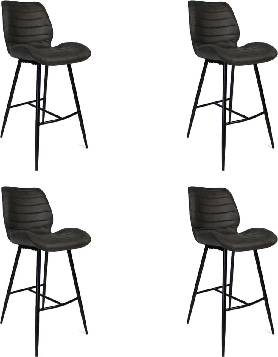 Bronx71 Industriële barkruk Morris antraciet 71 cm - Barkrukken set van 4 - barstoel