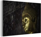 Wanddecoratie Metaal - Aluminium Schilderij Industrieel - Gouden boeddha standbeeld Thailand - 150x100 cm - Dibond - Foto op aluminium - Industriële muurdecoratie - Voor de woonkamer/slaapkamer