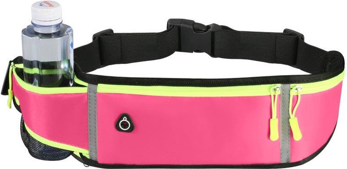 Heuptas - Running Belt - Heuptasje met waterflesje houder - Hardloop - Drinkfles Sport heuptas met kleine vakje voor je munt geld LB-905- Roze