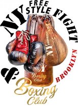 Boxen Boxing NY Free Style Fight Club Strijk Applicatie Small 7 cm / 9.2 cm / Bruin Rood Zwart