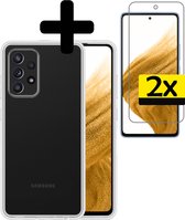 Hoesje Geschikt voor Samsung A53 Hoesje Siliconen Case Met 2x Screenprotector - Hoes Geschikt voor Samsung Galaxy A53 Hoes Siliconen - Transparant.