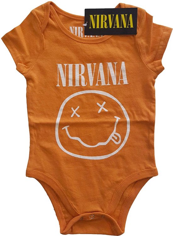 Nirvana - White Happy Face Baby romper - Kids tm 2 jaar - Oranje