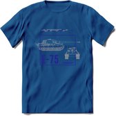 E75 leger T-Shirt | Unisex Army Tank Kleding | Dames / Heren Tanks ww2 shirt | Blueprint | Grappig bouwpakket Cadeau - Donker Blauw - L